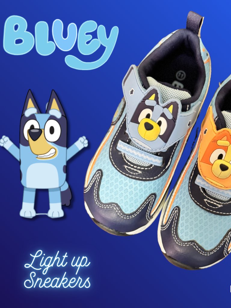 Bluey Lightup Sneakers Kids Size 11 Bluey & Bingo